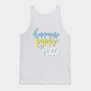 Happiness is a Puppy and Pizza Dog Tank Top